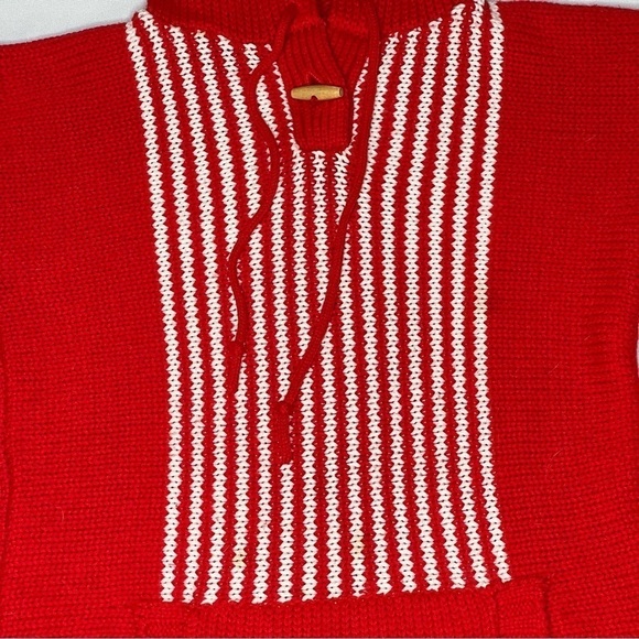 VINTAGE YOUNG STYLE Red White Striped Hooded Sweater Women's Size S/M EU 40/42 - Picture 8 of 17